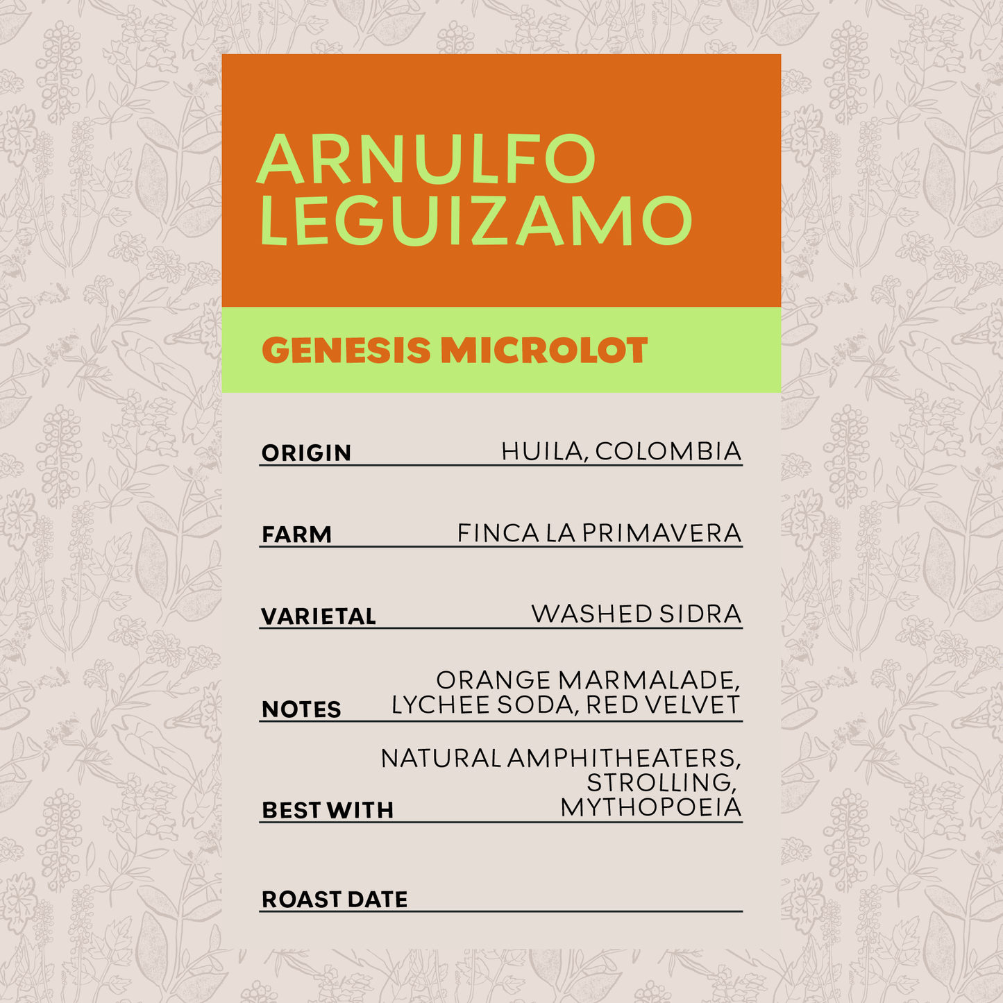 Arnulfo Leguizamo - Genesis Microlot