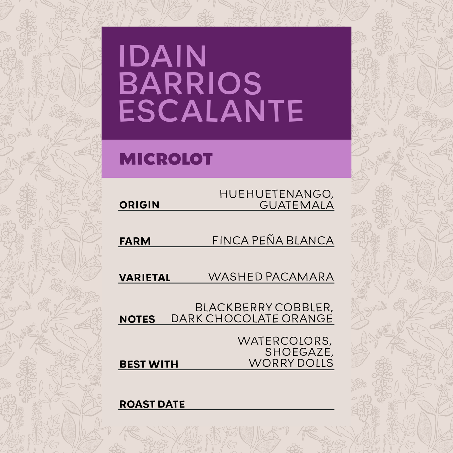 Idain Barrios Escalante - Huehuetenango Microlot